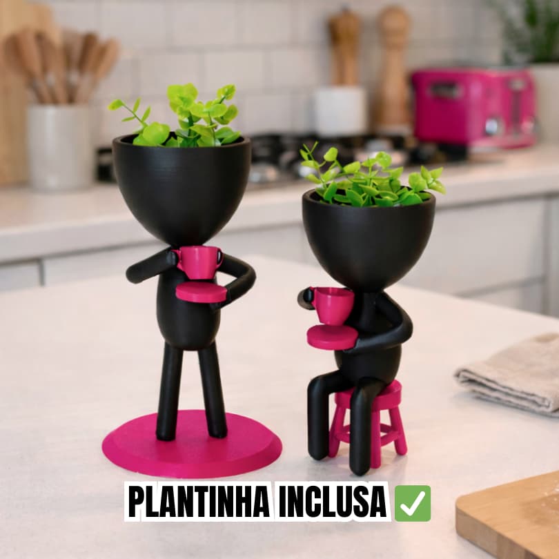 Kit decoração cantinho do café , 2 bobs e plantinha inclusa, decoração escritório , loja ou comércio em geral