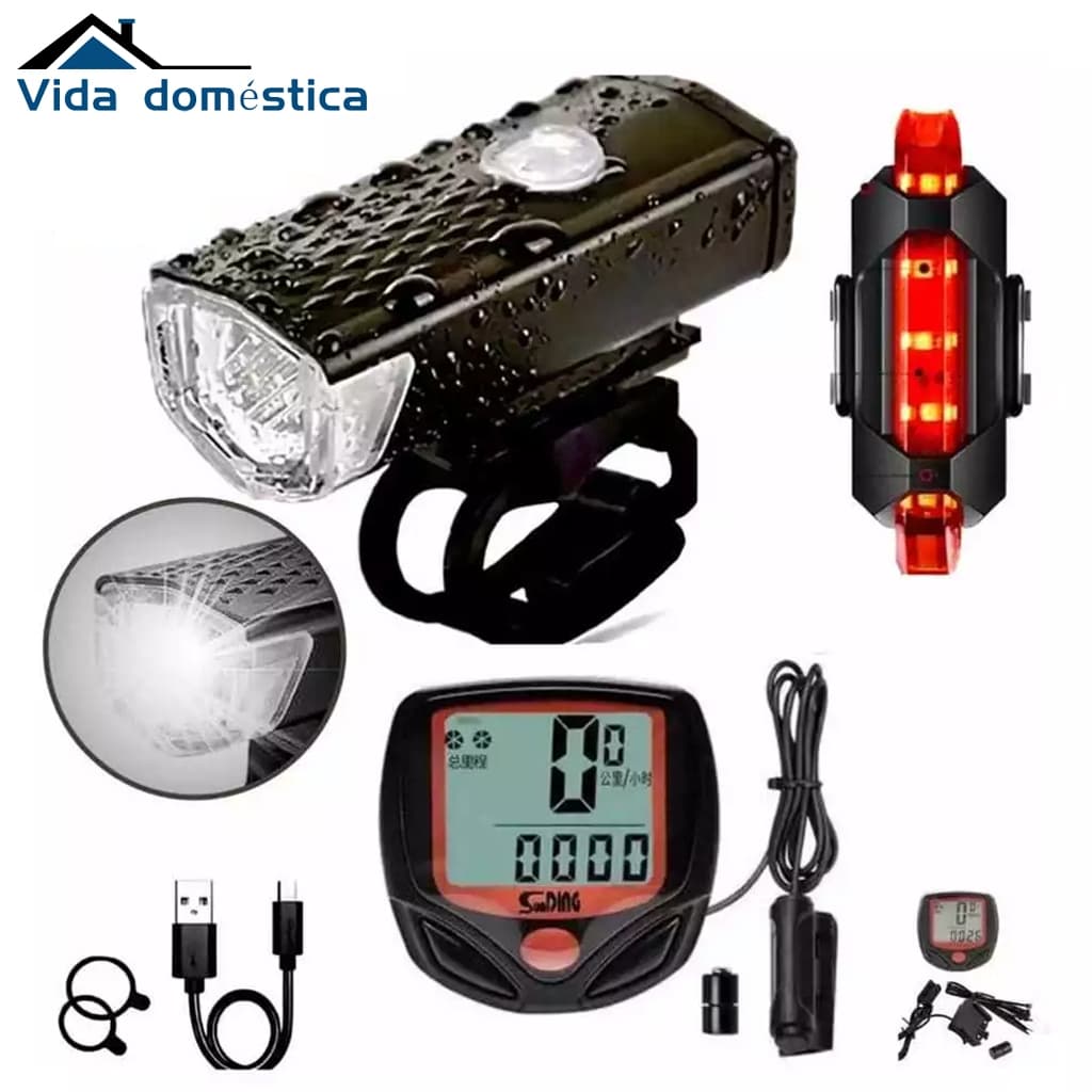 Lanterna E Farol Bicicleta Bike Luz Ultra Led E Velocímetro Bicicleta Digital à Prova D'água