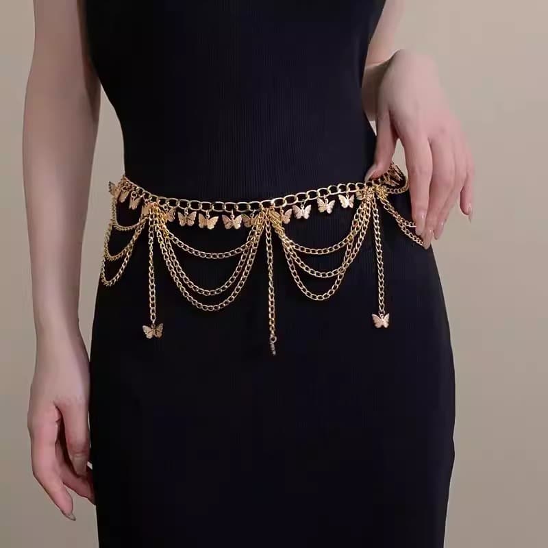 Nova Moda Metal Borboleta Cinto Corpo Corrente Para Mulheres Cintura Festa Vários estilos
