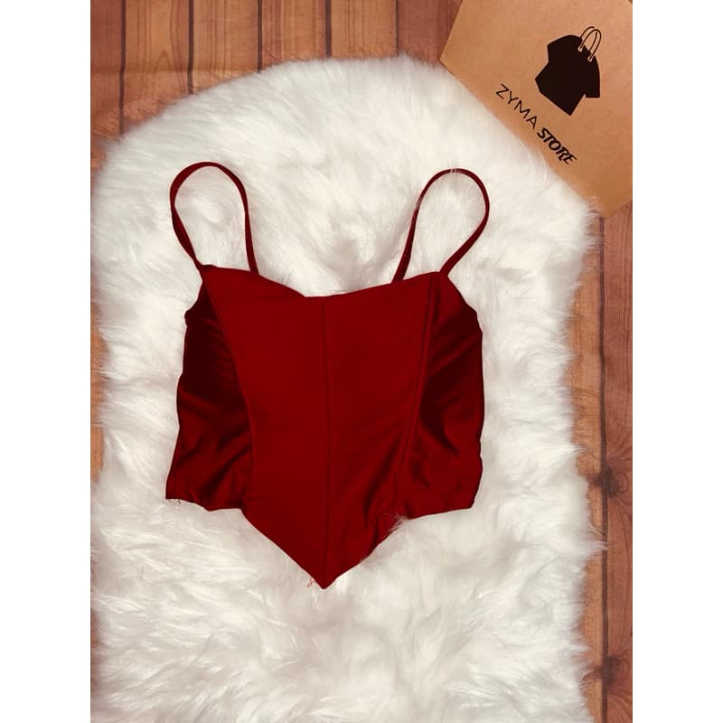 Cropped Corset - Cropped - Corset - Blusinha - Marsala - Com bojo