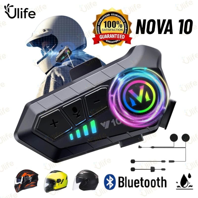 Fone de Ouvido de Capacete Moto Sem Fio Bluetooth Rgb Bluetooth 5.3 Para Capacete Ipx6 À Prova D'água Para-UF