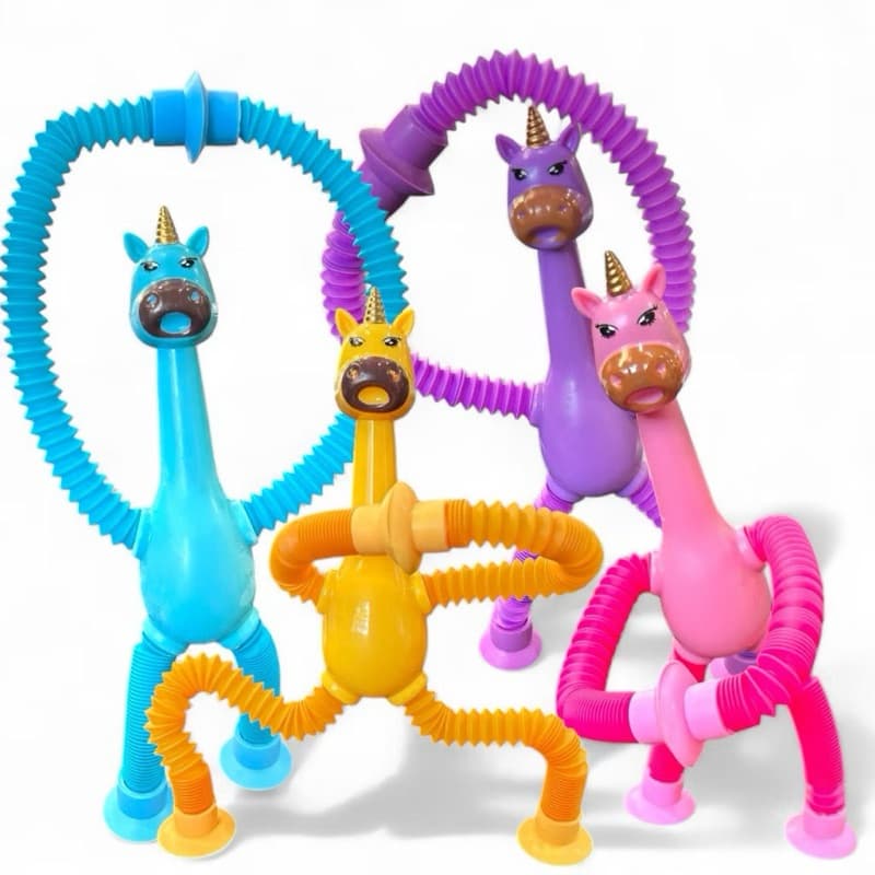 Boneco Pop Tubo Estica e Gruda Unicornio Girafa Brinquedo Ventosa