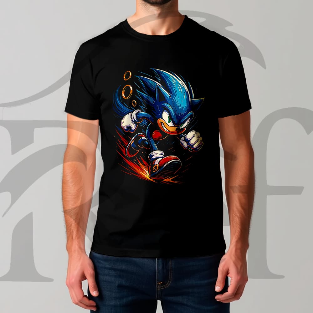 Camiseta Camisa Masculina Streetwear Halftone Games Sonic Hedgehog 047 Malha Algodão