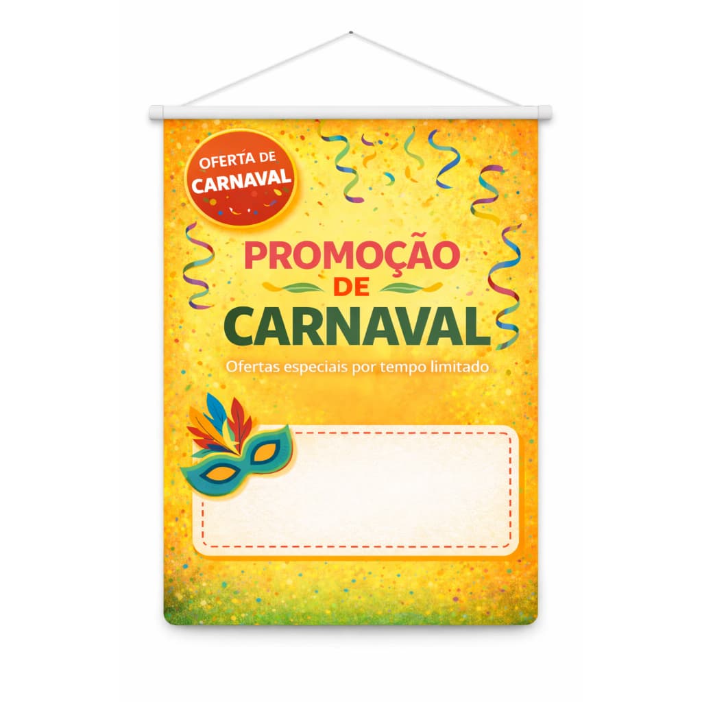 Banner Carnaval Arte Pronta 80x60 Oferta Lona Bastão Corda Loja