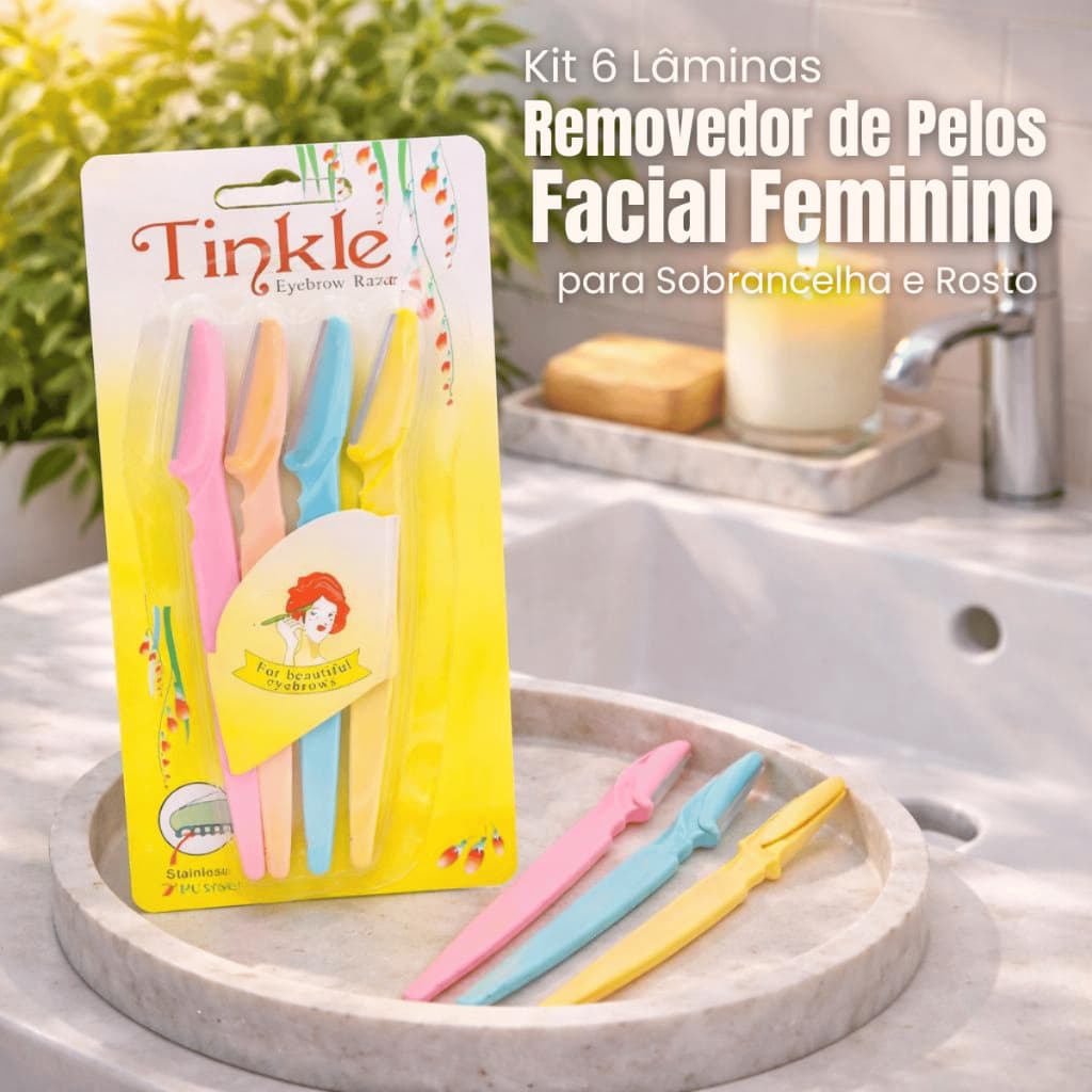 Kit 6 Lâminas para Sobrancelha e Rosto | Removedor de Pelos Facial Feminino | Depilador de Precisão