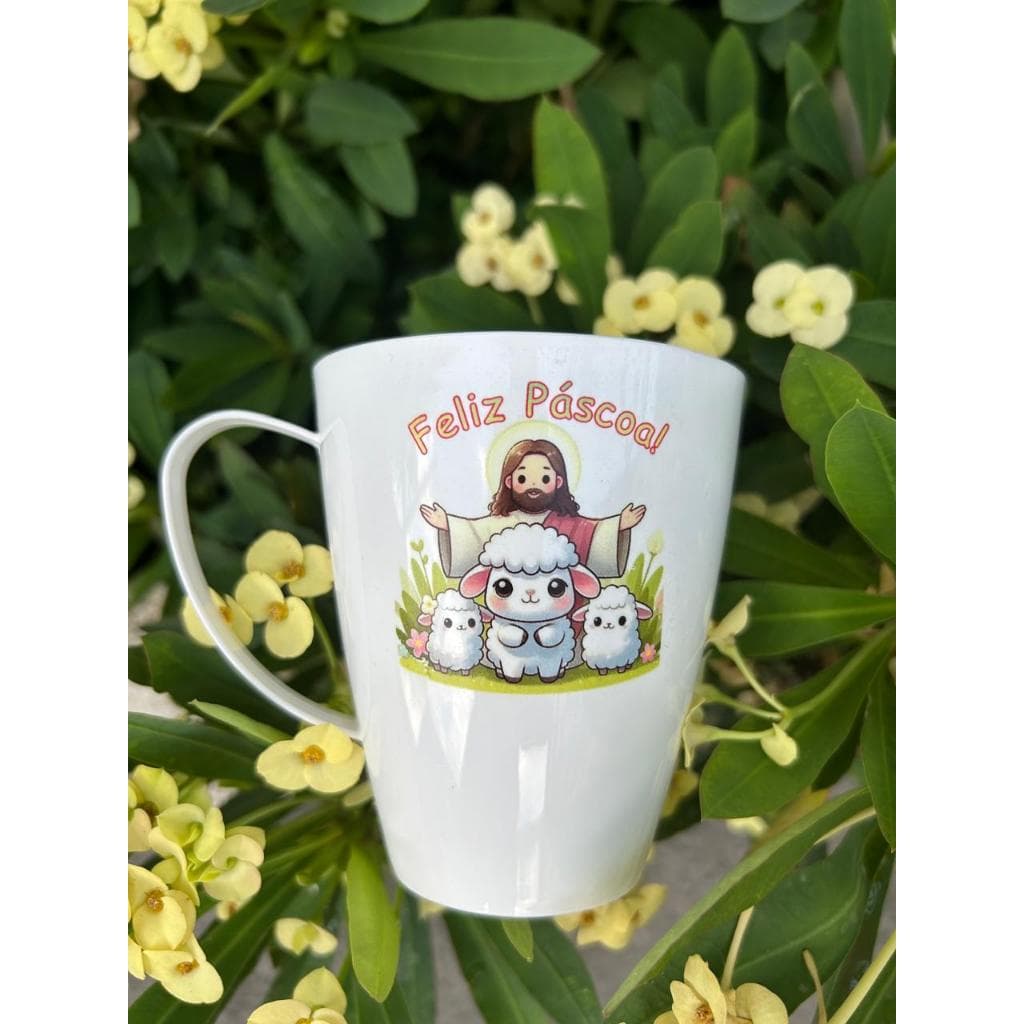 50 Canecas personalizadas - FELIZ PÁSCOA CRISTÃ - plástico ECO, presente, lembrancinha, brinde