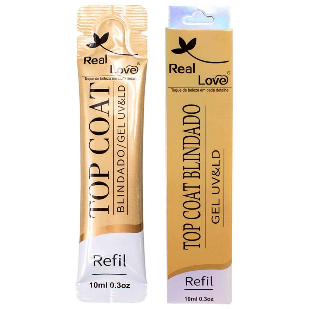 Top Coat Blindado Real Love Refil Finalizador Gel Brilho Intenso e Longa Duração Uv/Led 10ml