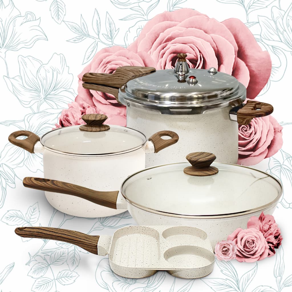 Panela De Pressão De Indução Mimo Style + Caldeirão 20 + Panela Wok + Frigideira 3em1  4pc