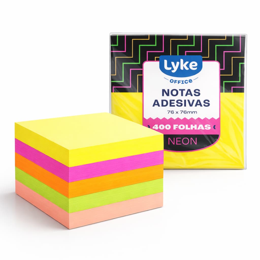 Bloco De Notas Neon Post Auto Adesivo 76x76mm Colorido It 400 Folhas