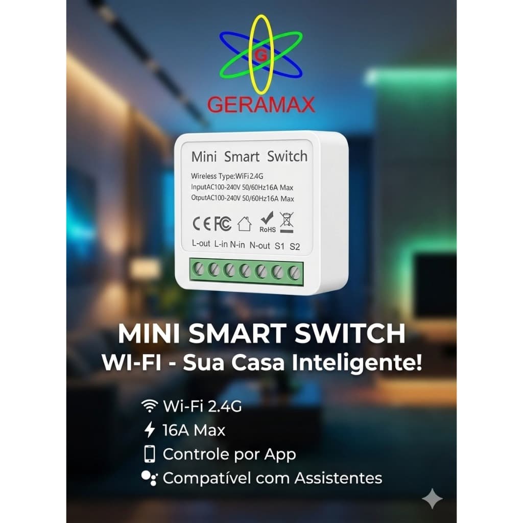 Mini Interruptor Inteligente WIFI Funciona Com Controle De Voz Alexa Google Home