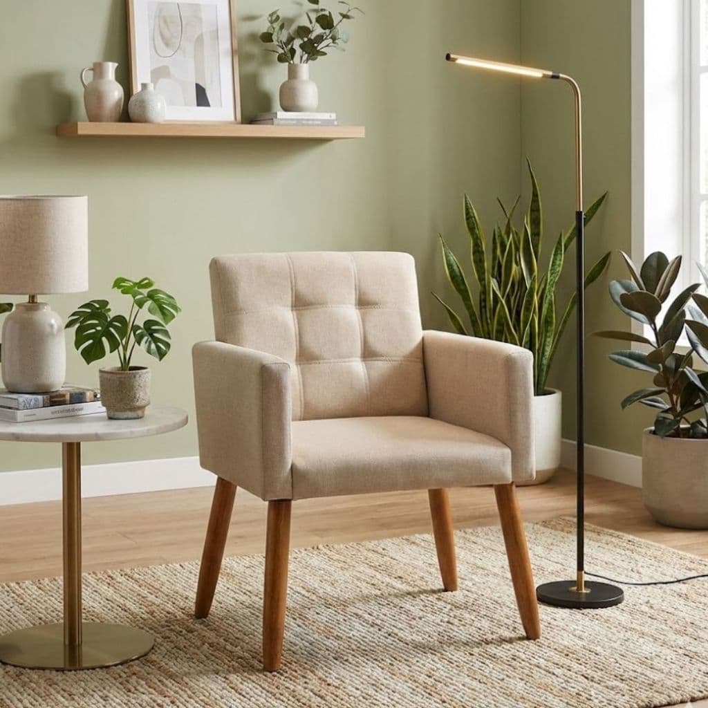 Poltrona Decor para Sala de Estar Tecido Suede Aconchegante Pés de Madeira