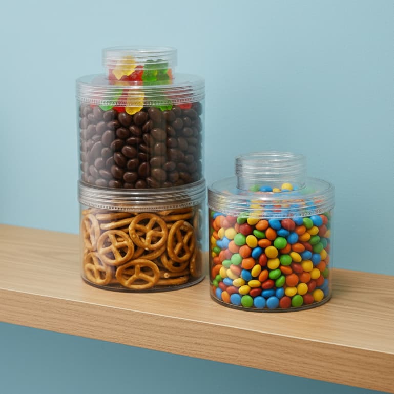 Kit de Potes de Acrílico Empilháveis, Ideal para Temperos, Alimentos e Acessórios.