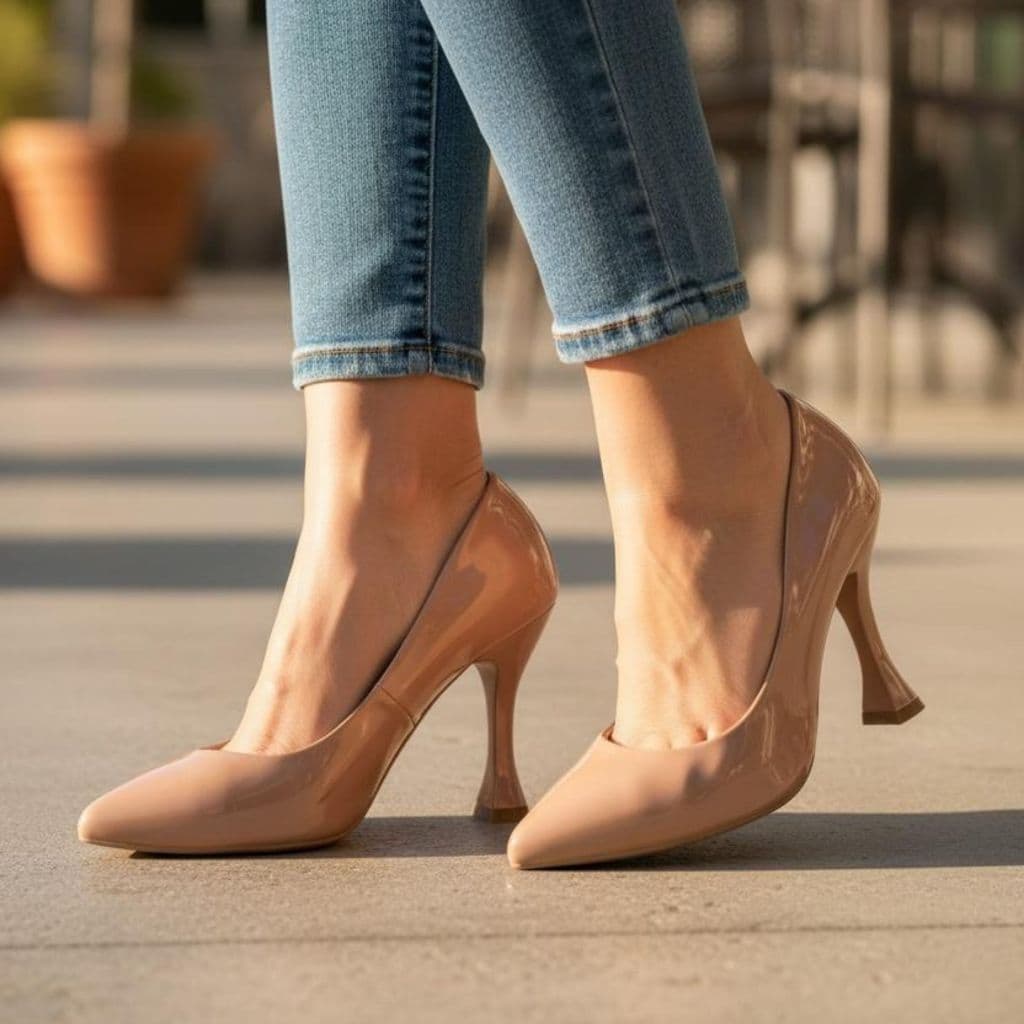 Sapato Feminino Scarpin Luxo Bico Fino Com Salto Alto 9,5 Cm Taça Bellamore Confortavel