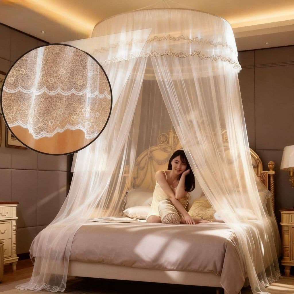 Mosquiteiro Teto Casal Gigante Estilo Indiano Proteção Total C/Abertura Lateral Decoração Elegante