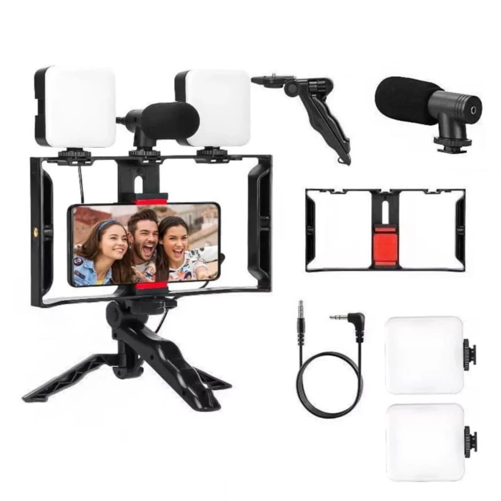 Kit Stedicam Celular + 2 Iluminador MTG-3333 P/ Youtube