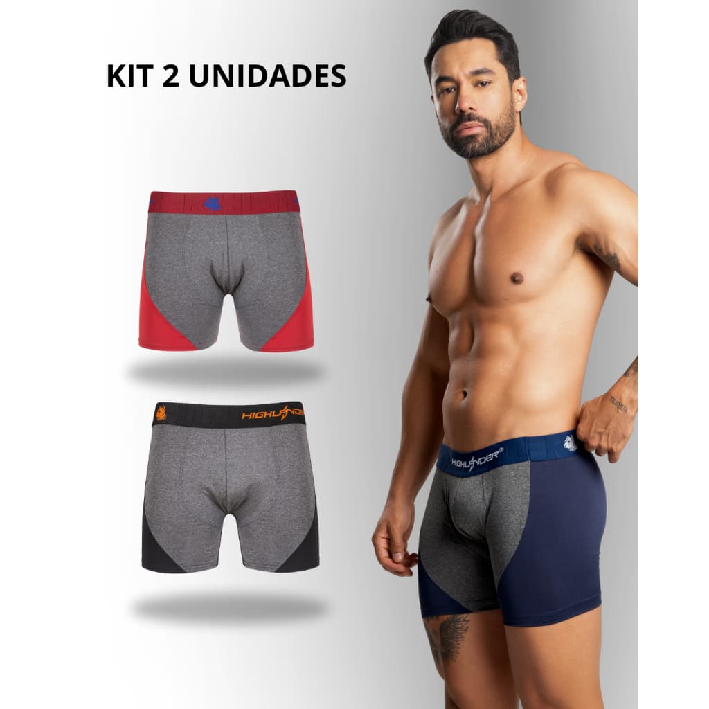 Cueca Boxer Masculina Poliéster Romantic – Kit 2/4/7 Unidades | Duas Cores Conforto