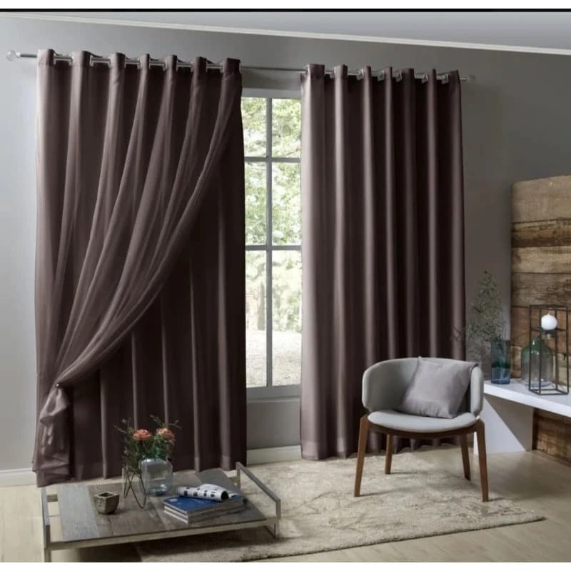 Cortina Blackout PVC Com Tecido voil Liso Sala e Janela 2,80 De Largura × 2,60 ALTURA PROMOÇÃO