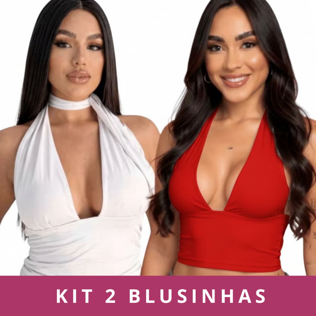 Blusa Top Cropped Com Amarraçao Multiformas Decote Moda Gringa Decotado Suplex Premium Sustentaçao Carnaval