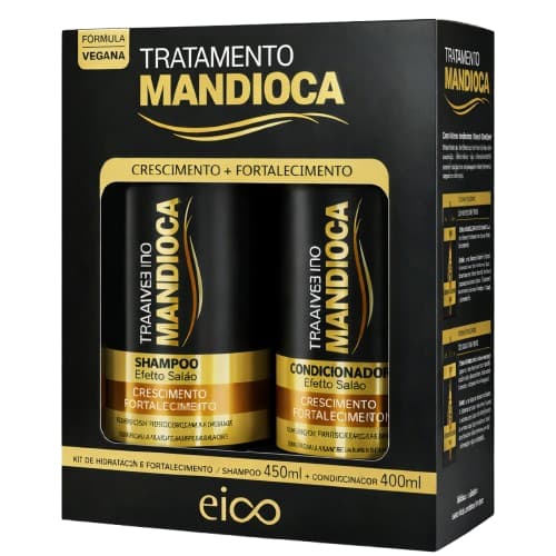 Kit Eico Tratamento Mandioca Shampoo 450ml + Condicionador 400ml Crescimento e Fortalecimento Vegano