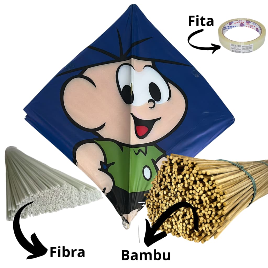 Kit faça Você Mesmo 38x38cm Sortidos 100 Unidades Plástico 100 + 115 bambu + 100 Fibra + Fita Eurocel