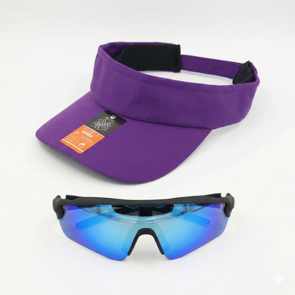 Boné Viseira Roxo E Oculos De Sol Com Proteção UV  Para Passeios Caminhadas E Ao Ar Livre Super Kit