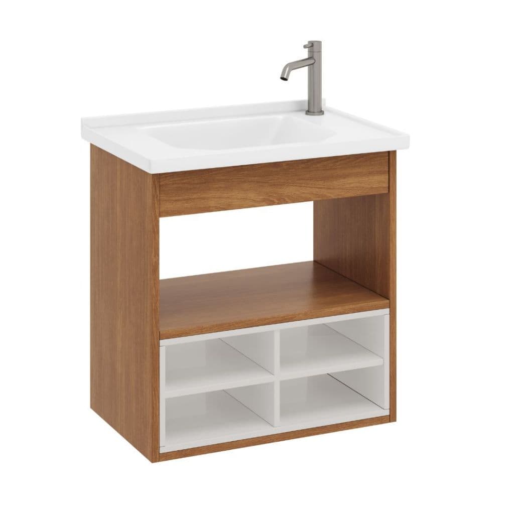 Gabinete Armário Aéreo Cuba  Banheiro Lavabo Alice Cedro Bco