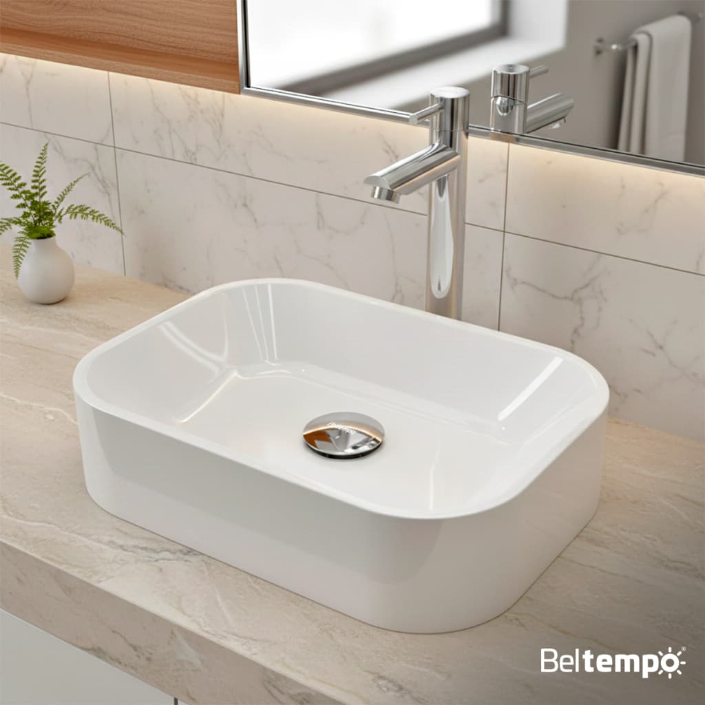 Cuba Pia De Apoio Sobrepor Retangular 36x27 Para Banheiro Lavabo Beltempo BT-2040