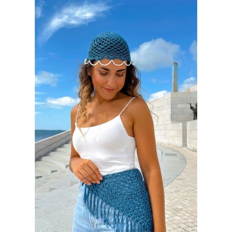 Headpiece de Crochê com Corrente de Pérolas | Acessório Feminino Elegante
