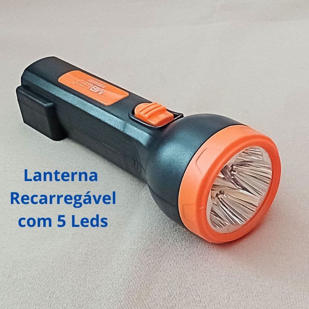 Lanterna Recarregável 5 Leds/ Luz Forte/ Camping/ Pesca/ Trilha/ Super Econômica/ Bivolt 110/220v/ Durabilidade