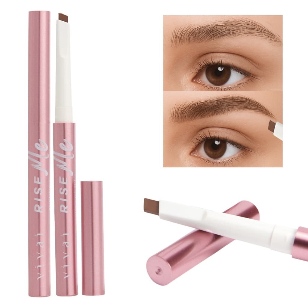 Lápis de Sobrancelha Retrátil Universal Marrom Rise Me Efeito Natural Pigmentado Esfuma Fácil Vivai