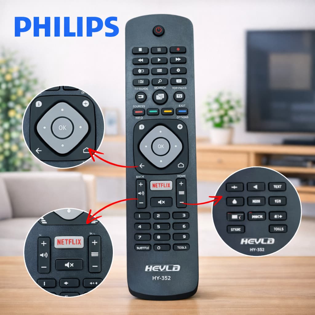 Controle remoto PHILIPS LCD para SMART TV / NETFLIX / HY-352