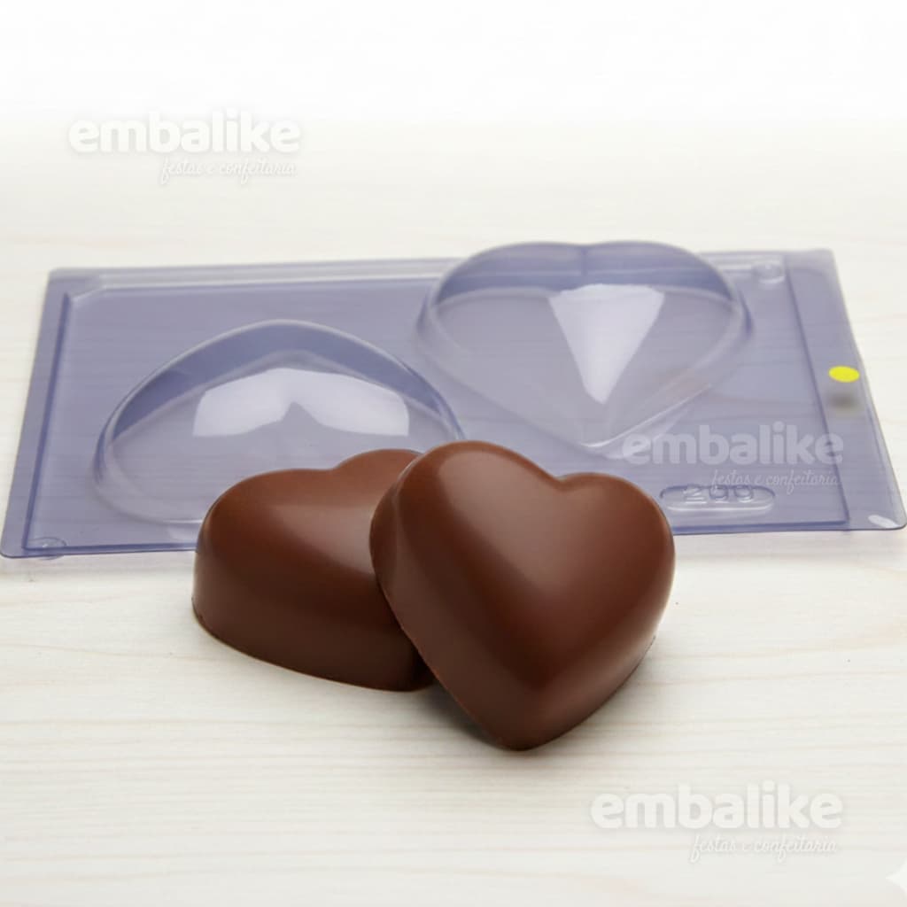 Forma Molde Coração de Chocolate Liso 200g Acetato 105 - Páscoa - Dia das Mães