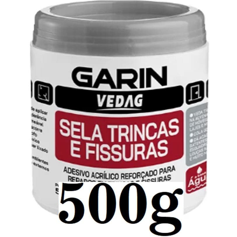 500g Sela Trincas e Fissuras Branco - Uso em Trincas, Paredes, Tetos, Telhados, Cola Gesso, Rodapé, Alvenaria, Reformas
