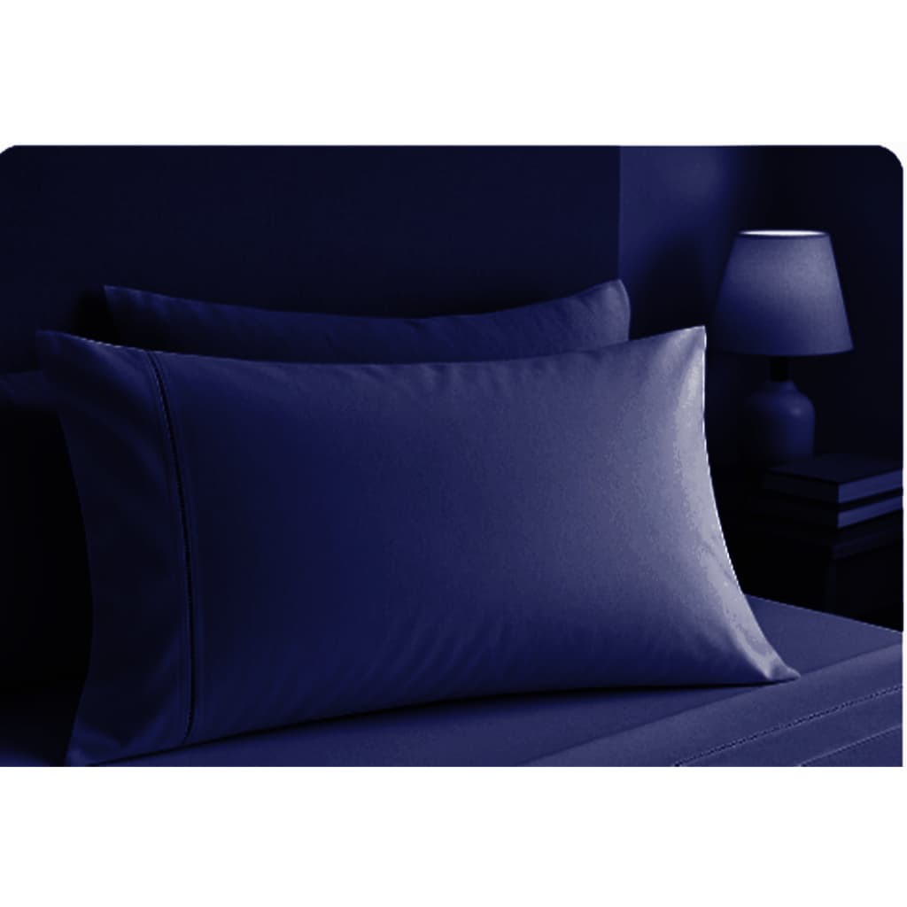 Kit 2 Fronhas  80X60 Azul Marinho Percal 200 Fios 100% Algodão  Ponto Palito