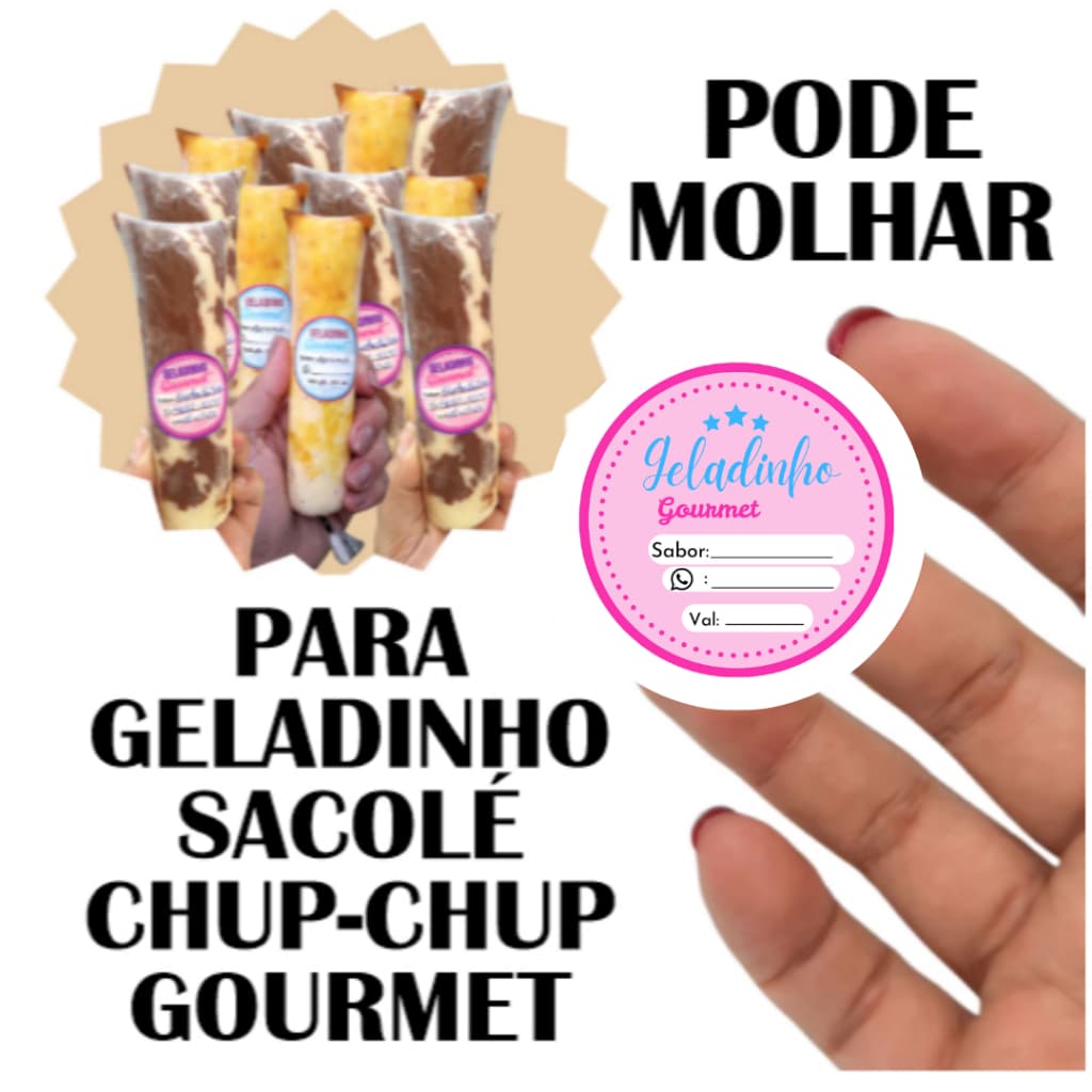 Etiquetas Para Geladinho Gourmet Redondo 4 Cm Adesivo ChupChup Sacolé 120/240/480 Unidades