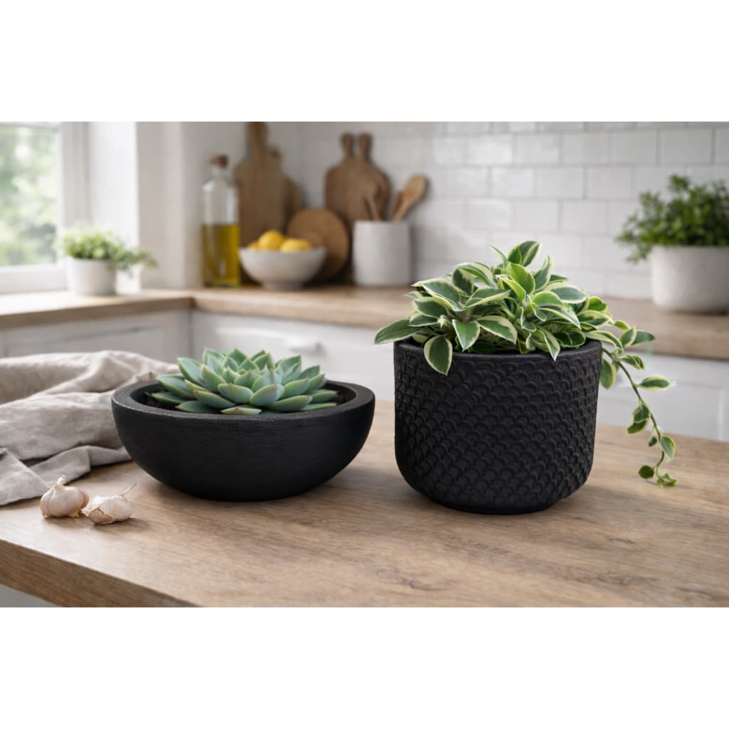 Kit 2 Vasos de Polietileno Decorativos para Plantas ou Cachepot Centro de Mesa Beta e Bacia