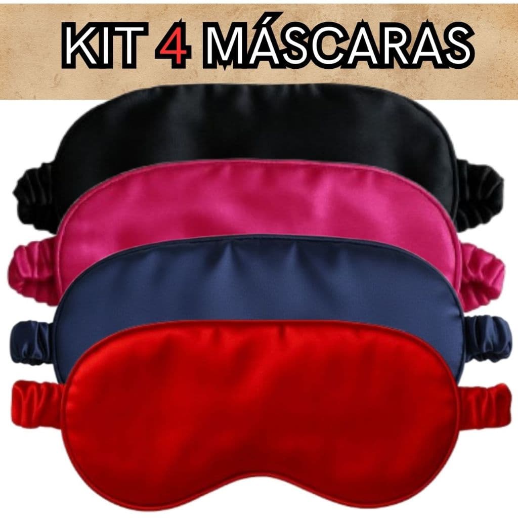 KIT 4 Mascara Tapa Olho de Dormir / Mascara de Descanso de cetim cores lindas , Máscara para olhos