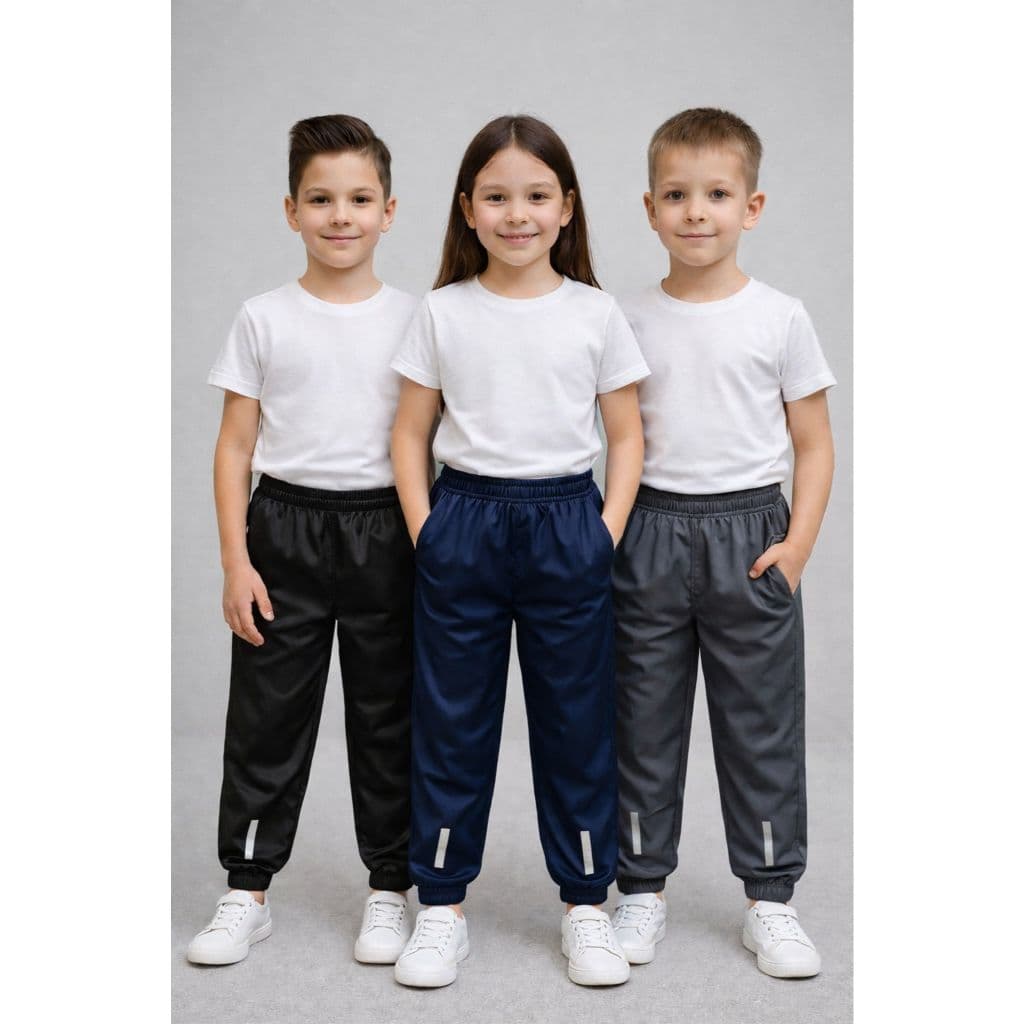 kit 3 Calça Infantil Jogger Unissex Com Bolso Detalhe Refletivo Esportiva Leve Para Escola e Passeio