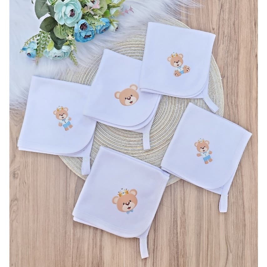 KIT DE 5 PANINHO DE BOCA EM MALHA PARA BEBÊ 100% ALGODÃO  ENXOVAL MATERNIDADE