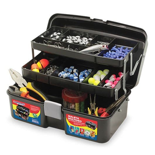 Maleta De Ferramentas Multiuso Com 2 Bandejas MM30P Arqplast Preta, Pesca Mecanica, artesanato