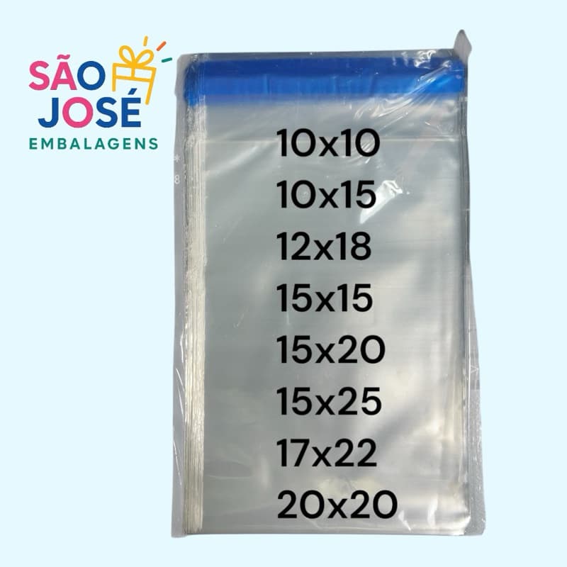 100 Saquinho Adesivado Transparente - Aba Abre Fecha