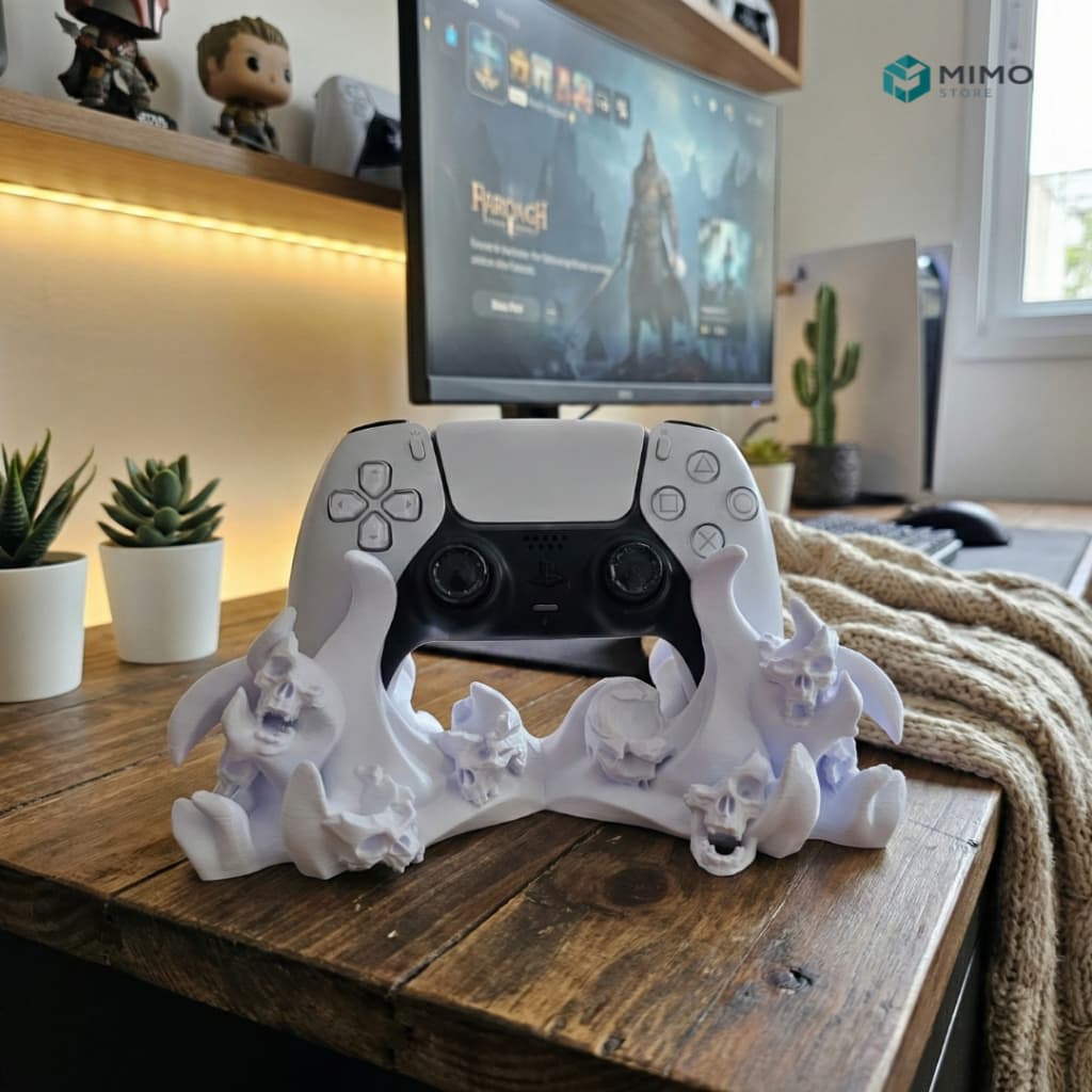 Suporte Gamer Caveira 3D para Controle PS5 – Base Decorativa PLA Premium - Estilo Flames - Edição Exclusiva