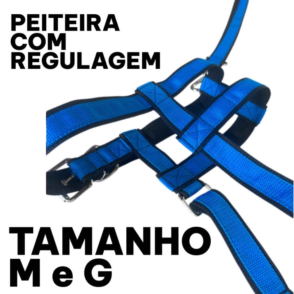 Peiteira + Guia para Cachorro Porte Médio e Grande – Alta Resistência
