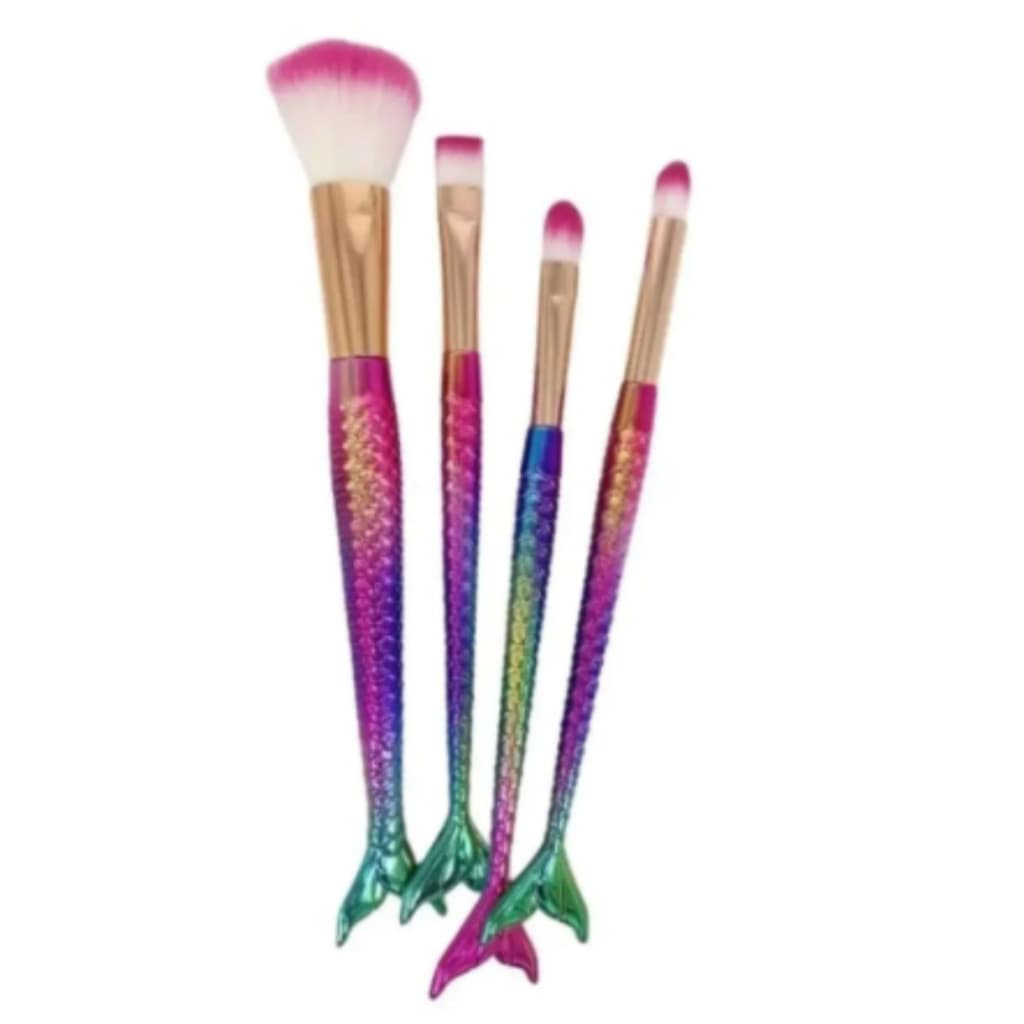 Kit de Pincéis Sereia para Maquiagem – Cabo Glitter Profissional