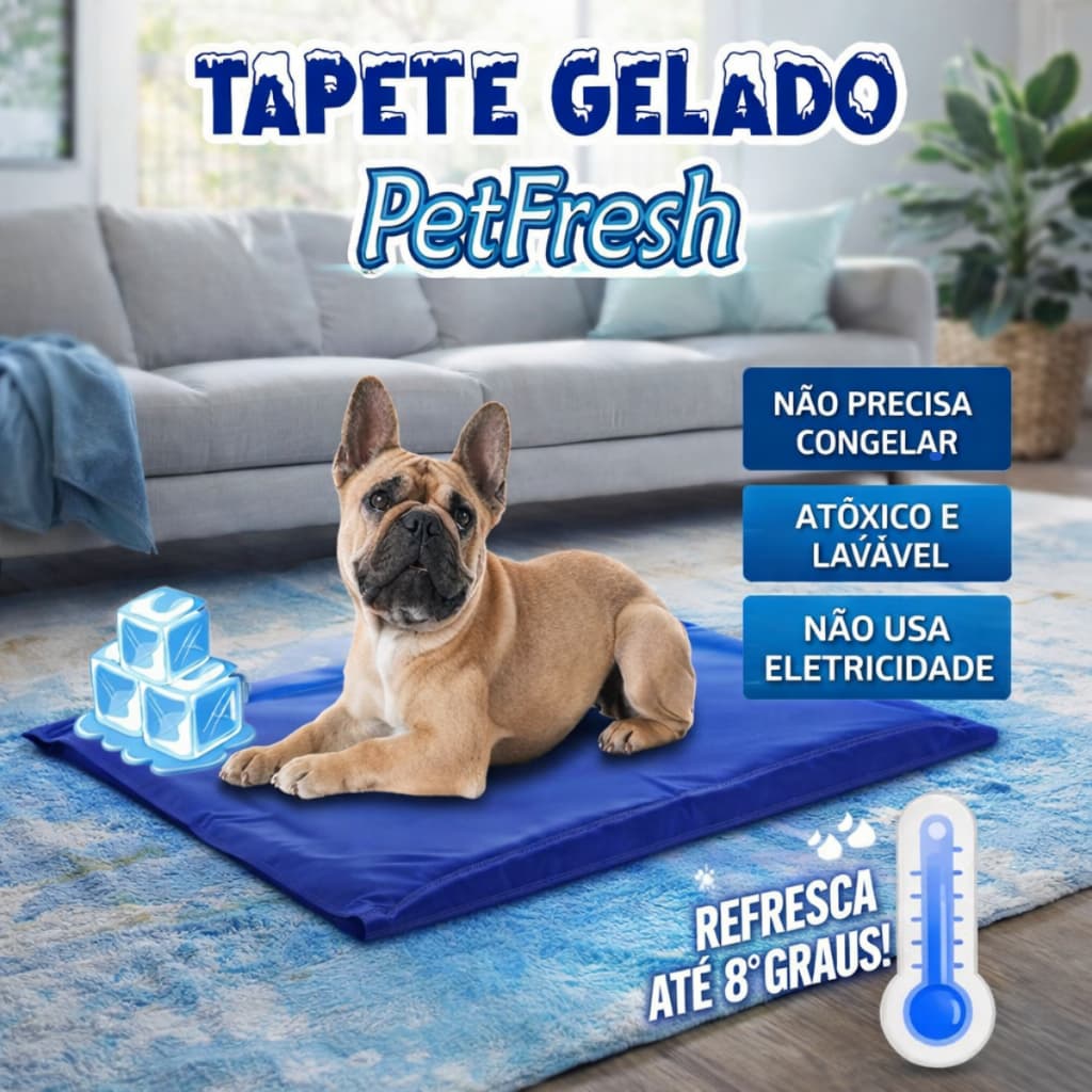 Tapete Gelado Refrescante Tamanho G 90cm X 45cm Azul Petmais