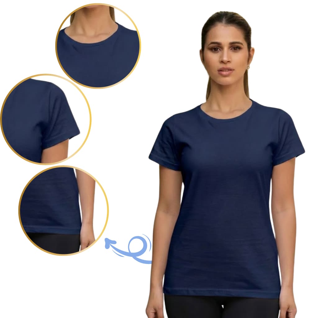 Camiseta Feminina 100% Algodão Lisa Básica Dia a Dia Trabalho Uniforme Confortável Escritório