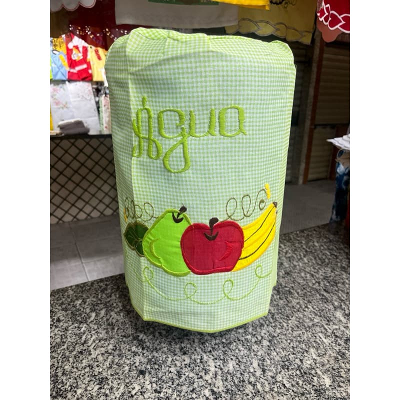 Capa para Galão de Água 20L Bordada em Tecido Xadrez Decorativa para Cozinha