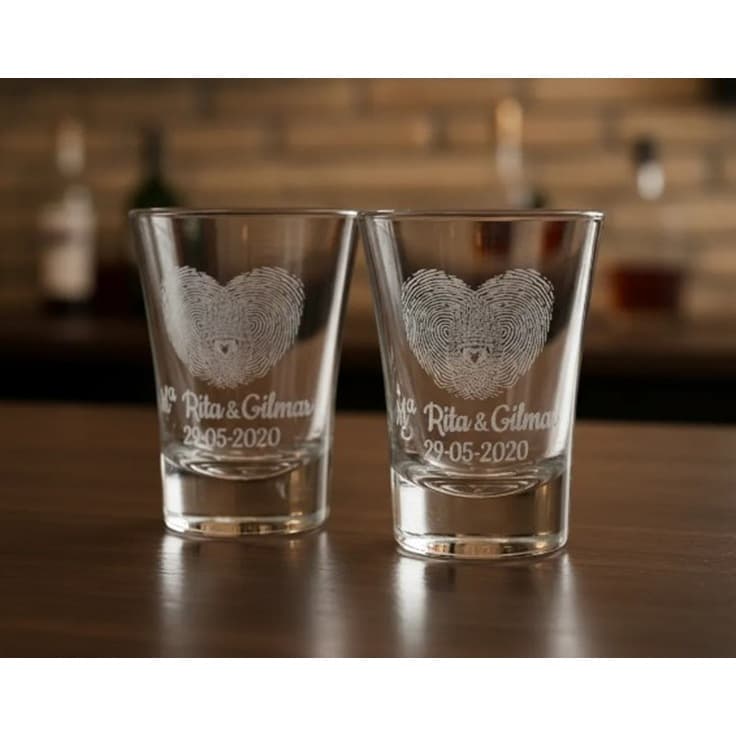 10 Copos de Shot em Vidro Personalizado à Laser com artes/iguais