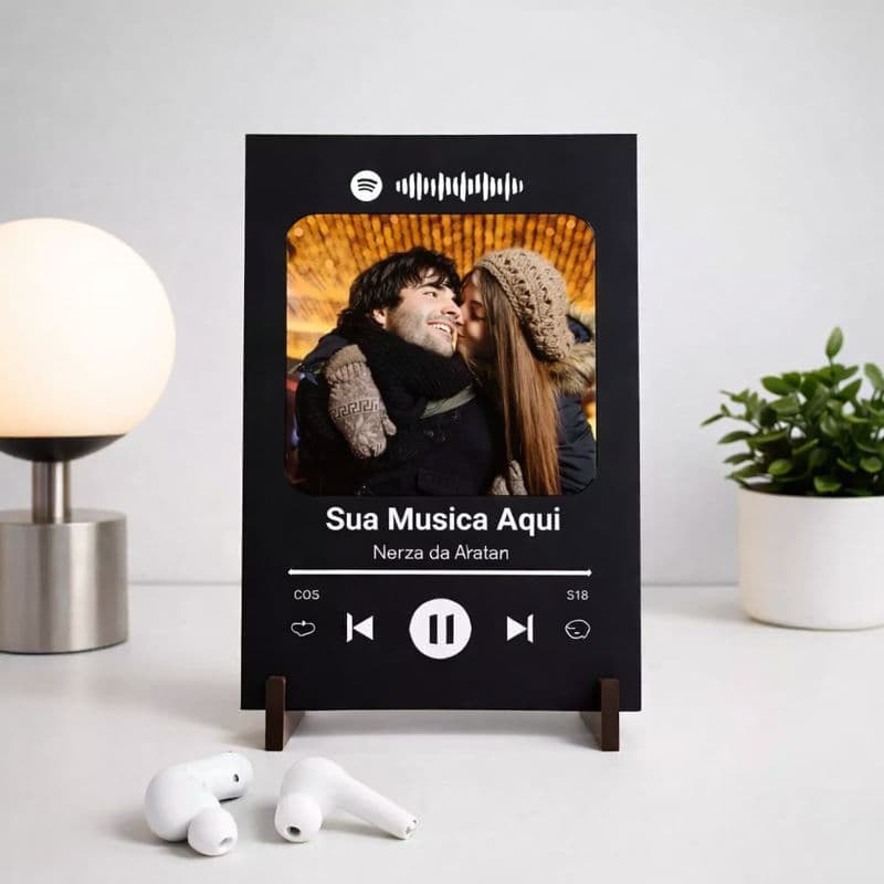 Placa Decorativa Personaliza com Foto Quadro Spotify Sala Quarto