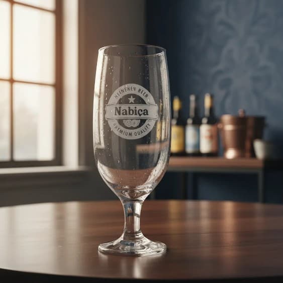 Taça para Cerveja em vidro Personalizada Jateada à Laser